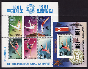 КНДР, 1981, Гимнастика, Спорт, лист, блок
